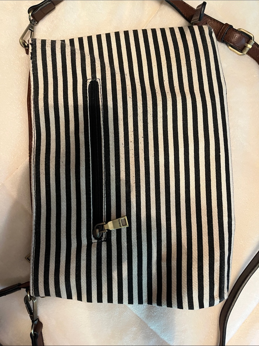 Striped Black & Multi-Color Embroidered Crossbody Bag - Picture 6 of 9